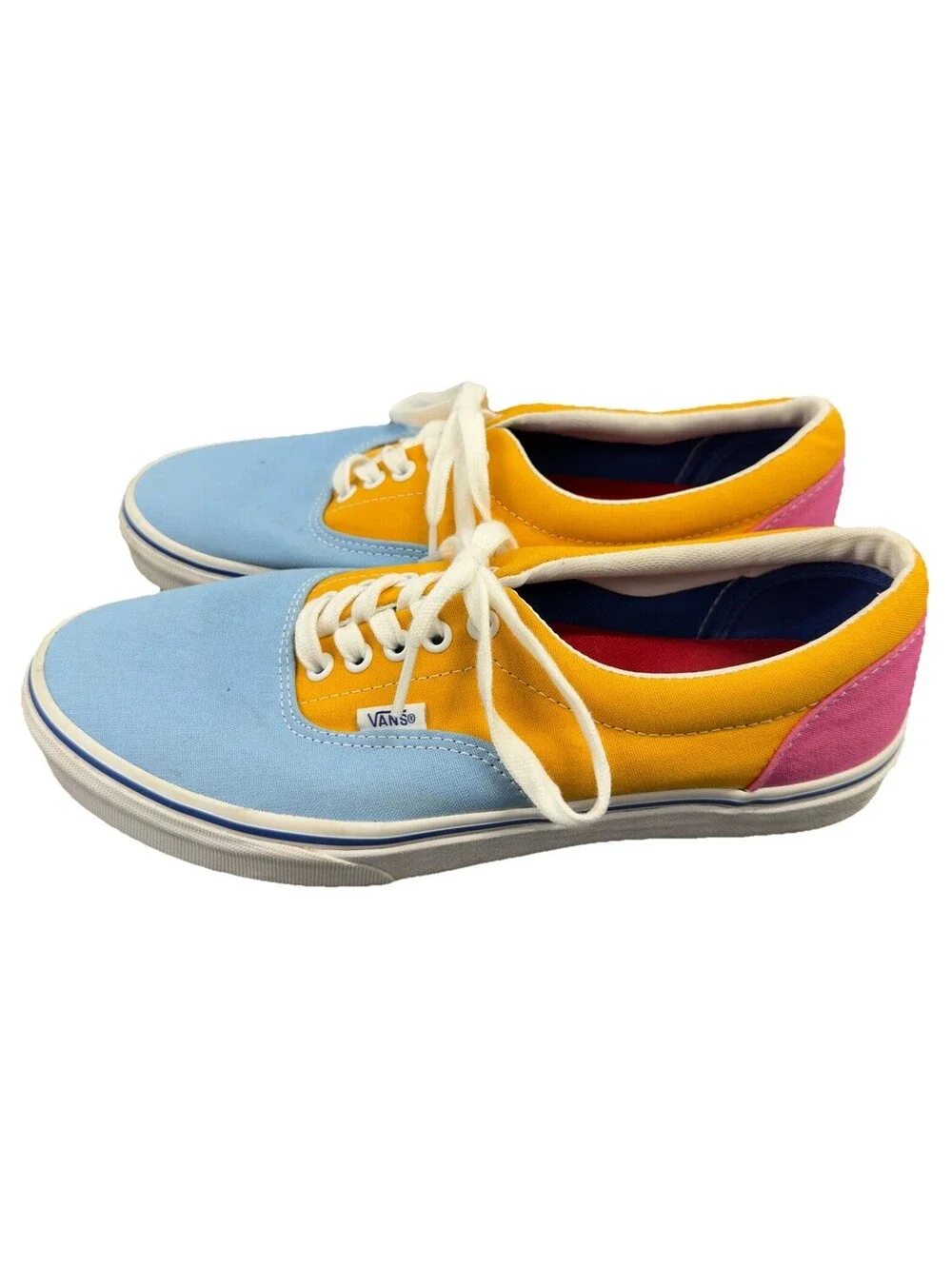 Vans Era Multi Colorblock Low Top Canvas Sneakers Mens 9 Blue Yellow Pink